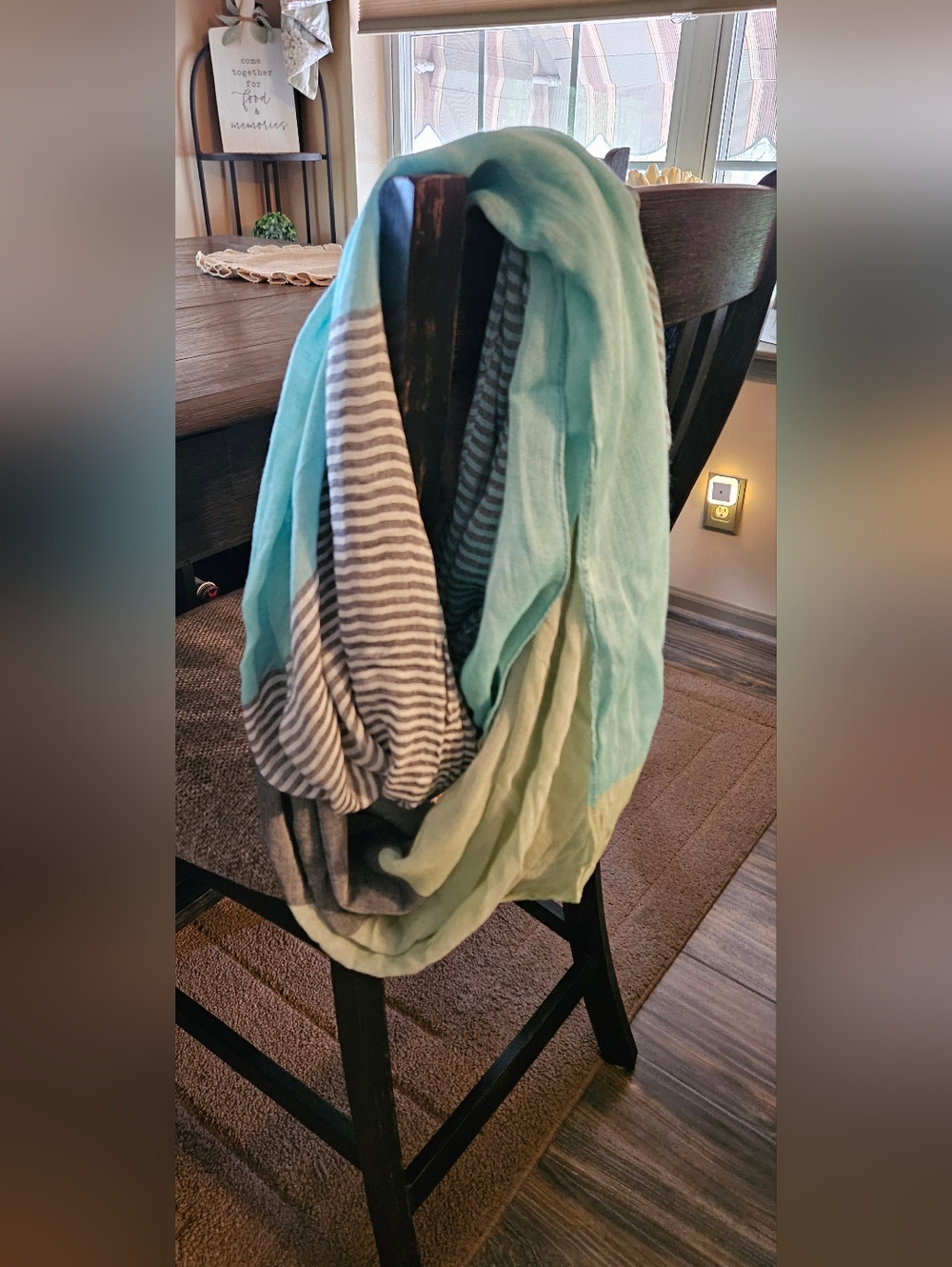 Silpada Striped and Ombre Scarf in Aqua, Gray, and Sage